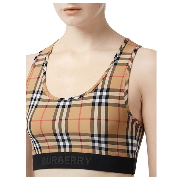 NWT! Burberry Vintage Check Sports Bra (XL) - Picture 2 of 5